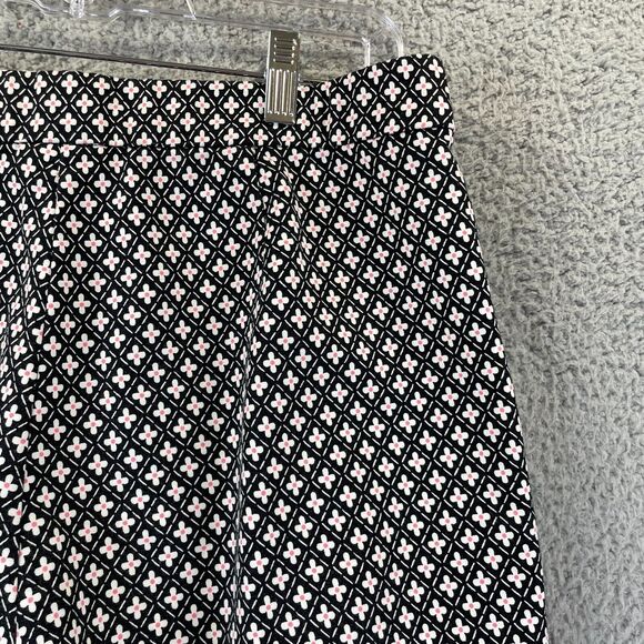 J Jill Capri Pants 12 Black Minimalist Stretchy Geometric Flower All-Over Career - Picture 12 of 13